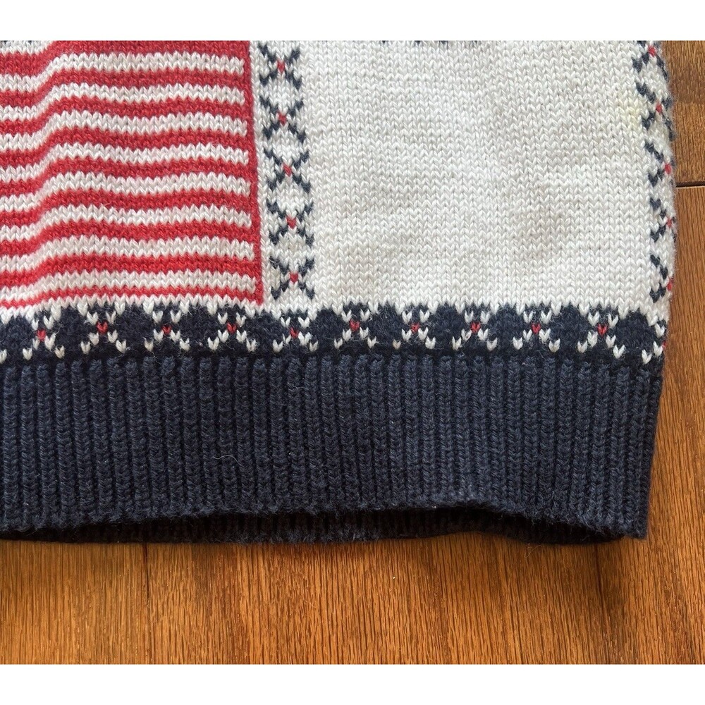 Vintage Sweater Loft USA Flag‎ Patchwork Vest Medium Cottagecore Grandmacore - Picture 16 of 16